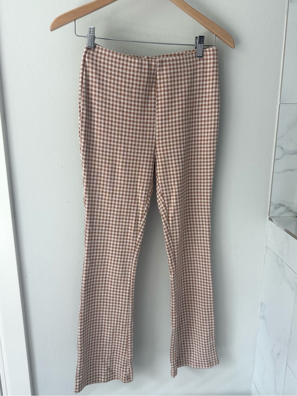 Molly green Women's Brown Gingham Pull-On Pants S